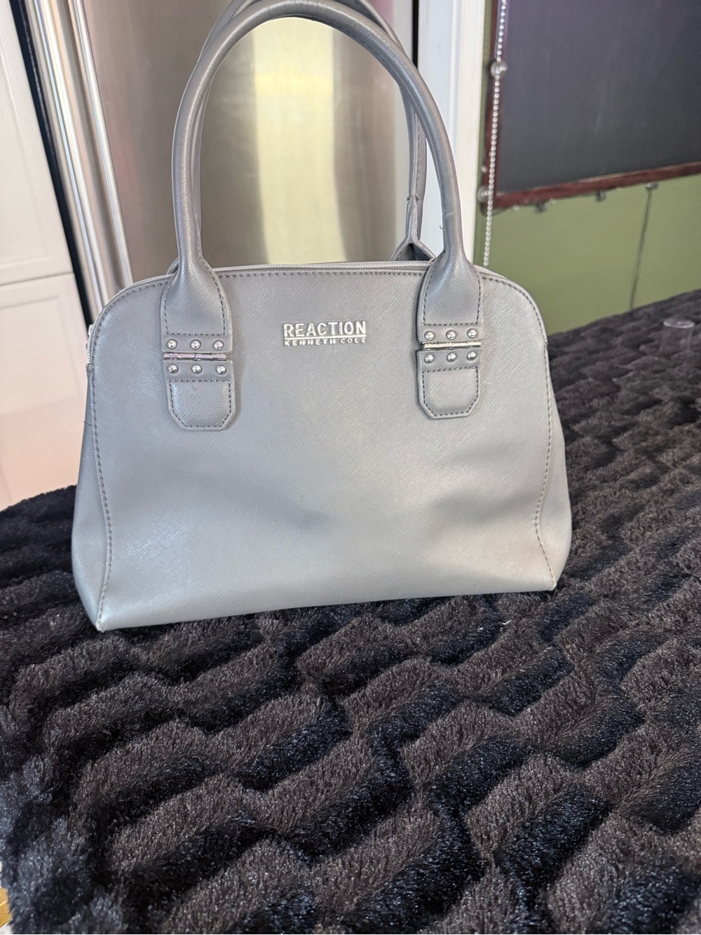 Kenneth Cole Reaction Light Gray Saffiano Dome Satchel